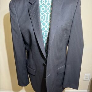 Classic Black Pinstripe Men's Blazer